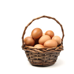 brown eggs on white background 