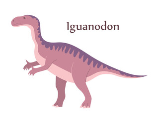 Ancient pangolin iguanodon. Herbivorous dinosaur of the Jurassic period. Vector cartoon illustration isolated on a white background