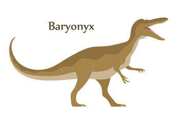Ancient scary pangolin baryonyx. Predatory dinosaur hunter of the Jurassic period. Prehistoric animal. Vector cartoon illustration isolated on a white background