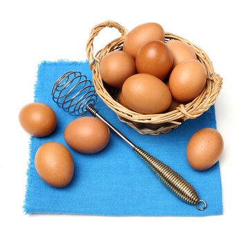 brown eggs on white background 