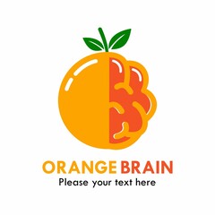 Orange brain symbol logo template illustration