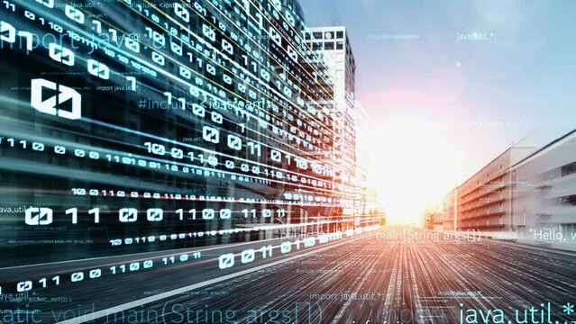Software development, application programming code and tacit computer coding . Concept of smart digital transformation and technology disruption that changes global trends in new information era .