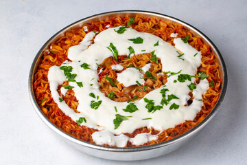 Delicious Turkish Ravioli Tepsi Manti. Turkish traditional Kayseri Tepsi Manti