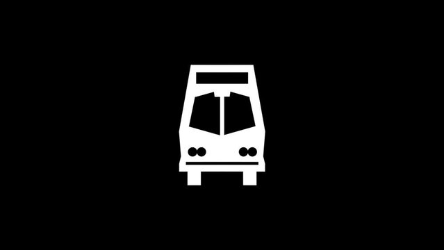White picture of bus on a black background. school bus. Distortion liquid style transition icon for your project. 4K video animation for motion graphics and compositing.