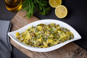Turkish Squash Zucchini Slices cut with Knife - Kabak Siyirma