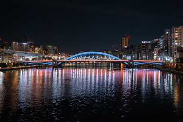 東京都 隅田川に架かる駒形橋の夜景