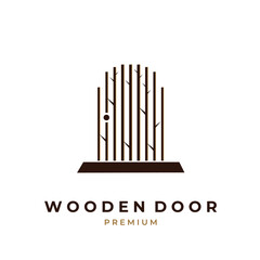 Simple illustration logo of a door from a wooden branch
