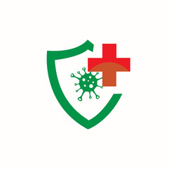 Isolated vector icon of virus on blue background for poster, banner, flyer