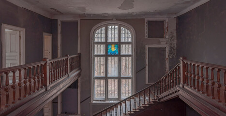 Urban exploration in an old abandoned hospital in a historic villa in Poland