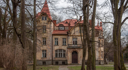 Urban exploration in an old abandoned hospital in a historic villa in Poland