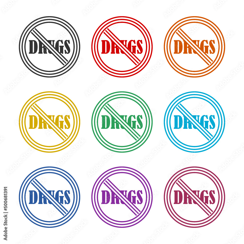 Poster No drugs icon color set