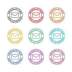 Simple newsletter icon color set