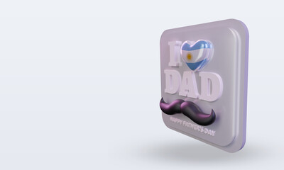 3d fathers day Argentina love flag rendering right view
