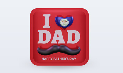 3d fathers day Belize love flag rendering front view