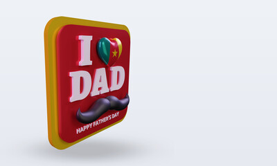 3d fathers day Cameroon love flag rendering left view