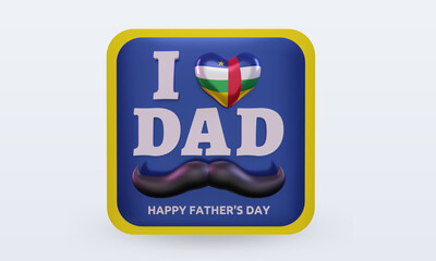 3d fathers day Central African Republic love flag rendering front view