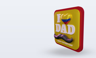 3d fathers day Colombia love flag rendering right view
