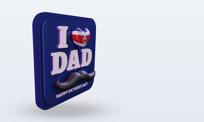 3d fathers day Costa Rica love flag rendering left view