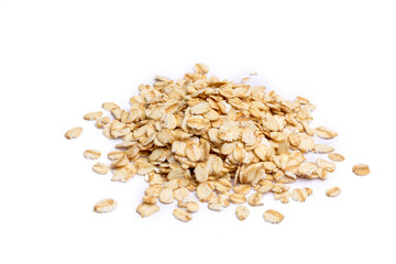 Heap of dry rolled oats isolated