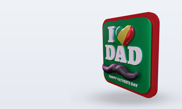 3d fathers day Republic Congo love flag rendering right view