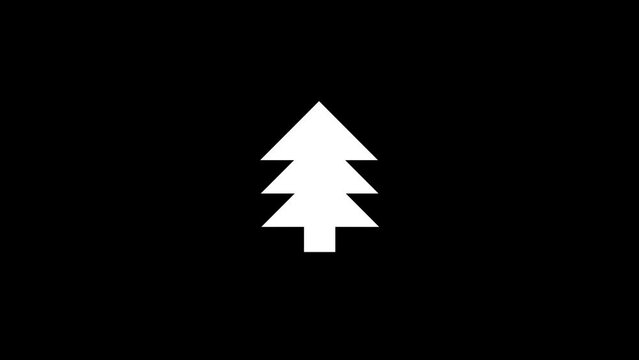 White picture of tree on a black background. tree for the new year. Distortion liquid style transition icon for your project. 4K video animation for motion graphics and compositing.