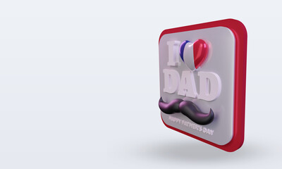 3d fathers day France love flag rendering right view