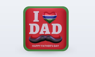 3d fathers day Gambia love flag rendering front view