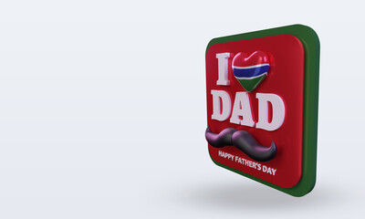 3d fathers day Gambia love flag rendering right view