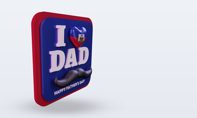 3d fathers day Haiti love flag rendering left view
