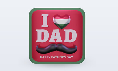 3d fathers day Hungary love flag rendering front view