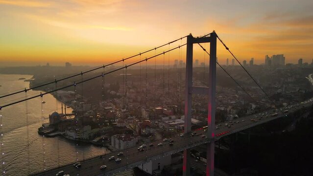 15 July Martyrs Bridge Drone Video, Uskudar Istanbul Turkey