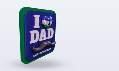 3d fathers day Lesotho love flag rendering left view
