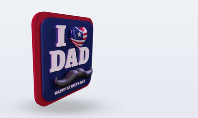 3d fathers day Liberia love flag rendering left view