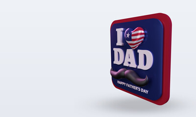 3d fathers day Liberia love flag rendering right view