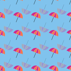 Fototapeta na wymiar Red umbrella vector repeat pattern winter design