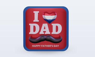 3d fathers day Netherlands love flag rendering front view