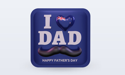 3d fathers day New Zealand love flag rendering front view
