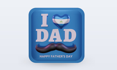 3d fathers day Nicaragua love flag rendering front view