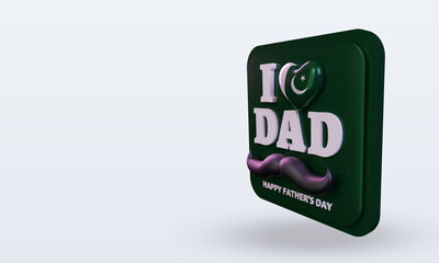3d fathers day Pakistan love flag rendering right view