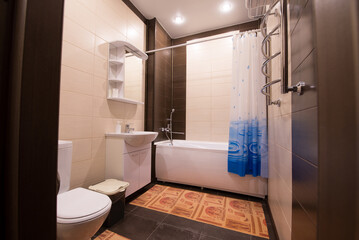 Bright elegant bathroom interior in a luxury house