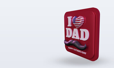 3d fathers day America love flag rendering right view