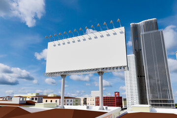 Obraz premium 3D mockup large blank billboard over building roof