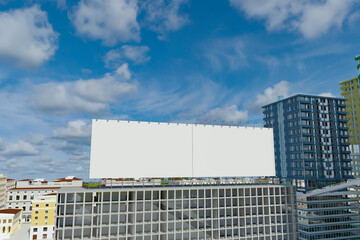 Obraz premium 3D mockup large blank billboard over building roof