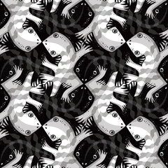Black and White Lizards Tessellation Pattern - 500684141
