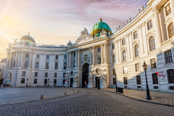 Hofburg palace on St. Michael square (Michaelerplatz) at sunrise, Vienna, Austria