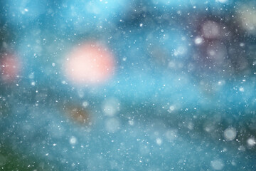 abstract blue background snow snowflakes, new year, glow design
