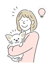 Illustration of a woman holding a dog | idea, inspiration, solution