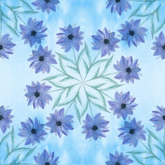 Fototapeta premium Seamless patterns. Floral motifs. Watercolor. Decorative composition. Wallpaper. All printed materials, signs, posters, postcards, wallpapers, patterns on fabric.
