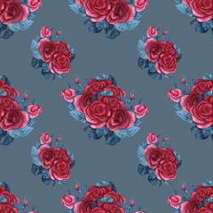 Roses. Abstract wallpaper with floral motifs.  Seamless pattern. Wallpaper. Use printed materials, signs, posters, postcards, packaging.