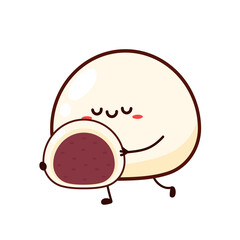 Mochi character design. wallpaper. free space for text. Mochi vector. Japanese rice dessert.